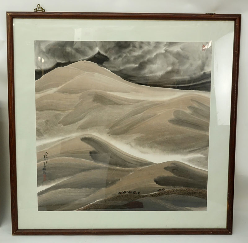 20th Century Chinese Watercolor Scroll Painting, Silk Road China.