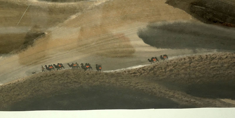 20th Century Chinese Watercolor Scroll Painting, Silk Road China.
