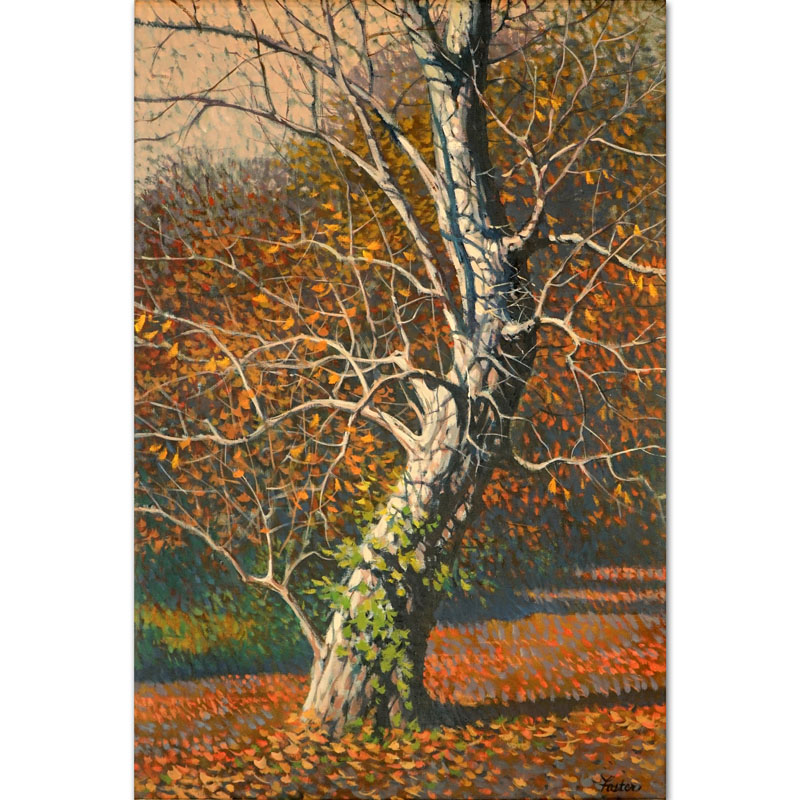 R John Foster, American  (1908 - 1989) Oil on Canvas "Sycamore" Signed Lower Right. 