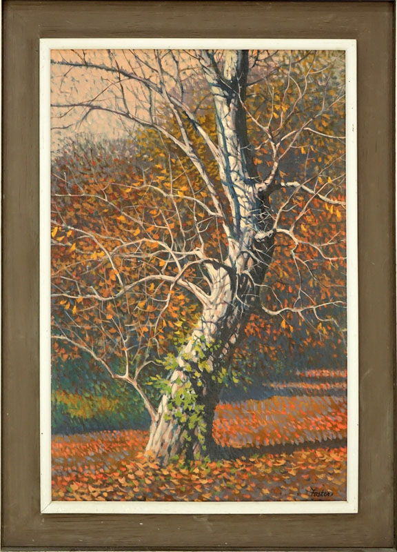 R John Foster, American  (1908 - 1989) Oil on Canvas "Sycamore" Signed Lower Right. 