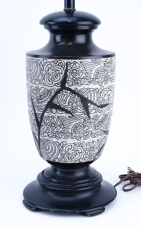 Grouping of Tableware consisting of a Korean Bronze Vase Mounted as Lamp, Chapman pottery vase, and a signed pottery vase. 