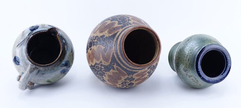 A Grouping of Three (3) Studio Art Pottery Vases. All signed. Good condition.
