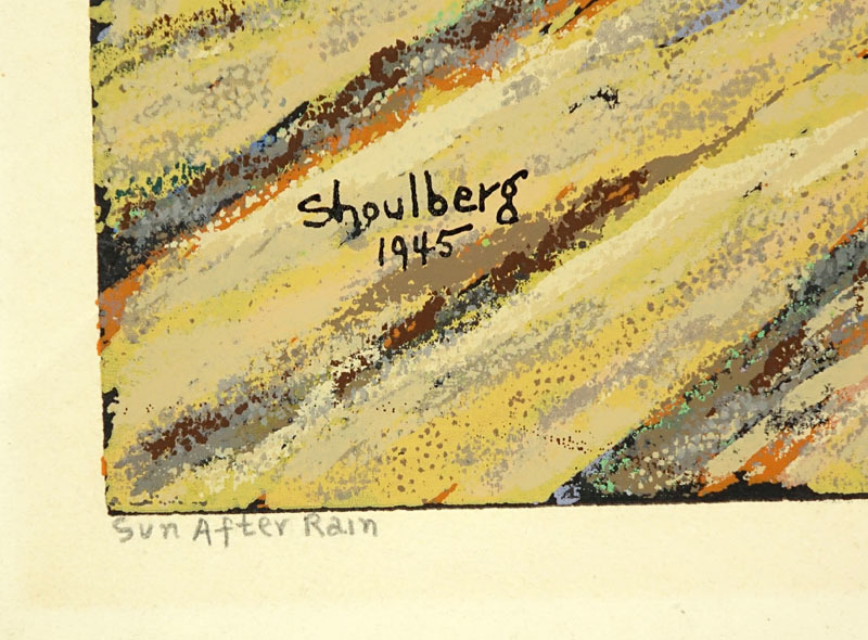 Harry Shoulberg, American  (1903 - 1995) Lithograph "Sun After Rain" Pencil Signed and Title on Lower Border.