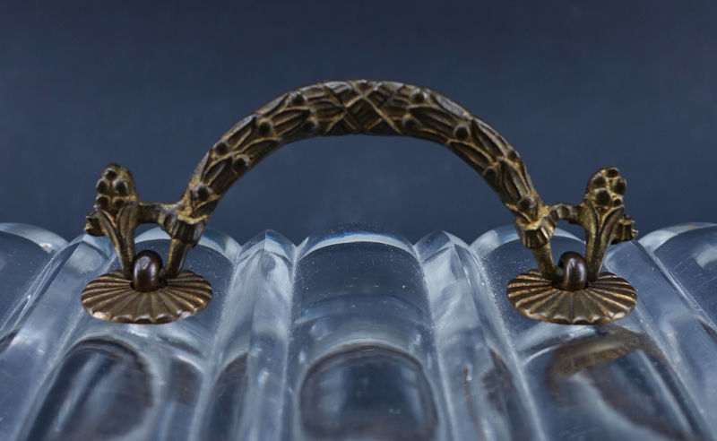 Antique Crystal And Bronze Vanity Box. Key included. Unsigned. Good condition.
