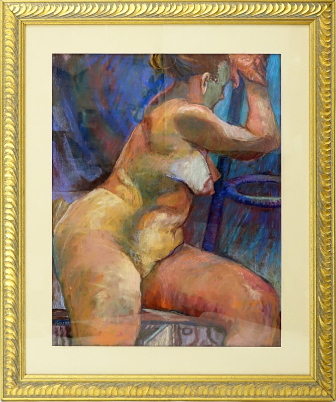 Roxene Sloate (20th Century) Pastel on Paper "Contemplation" Signed Lower Left. Framed under Glass. 