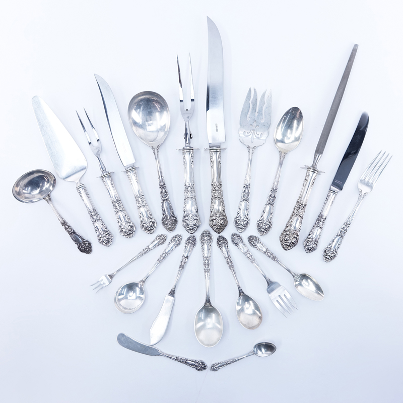 One Hundred Twenty Two (122) Piece Set Reed & Barton French Renaissance Sterling Silver Flatware.