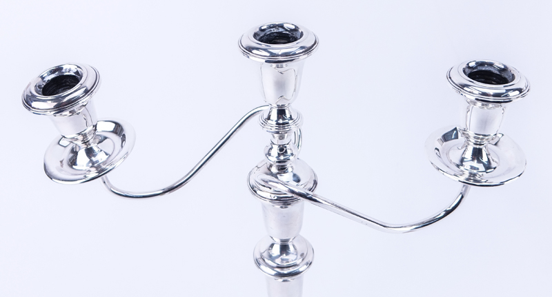 Pair Empire Weighted Sterling 3 Arm Candelabra.