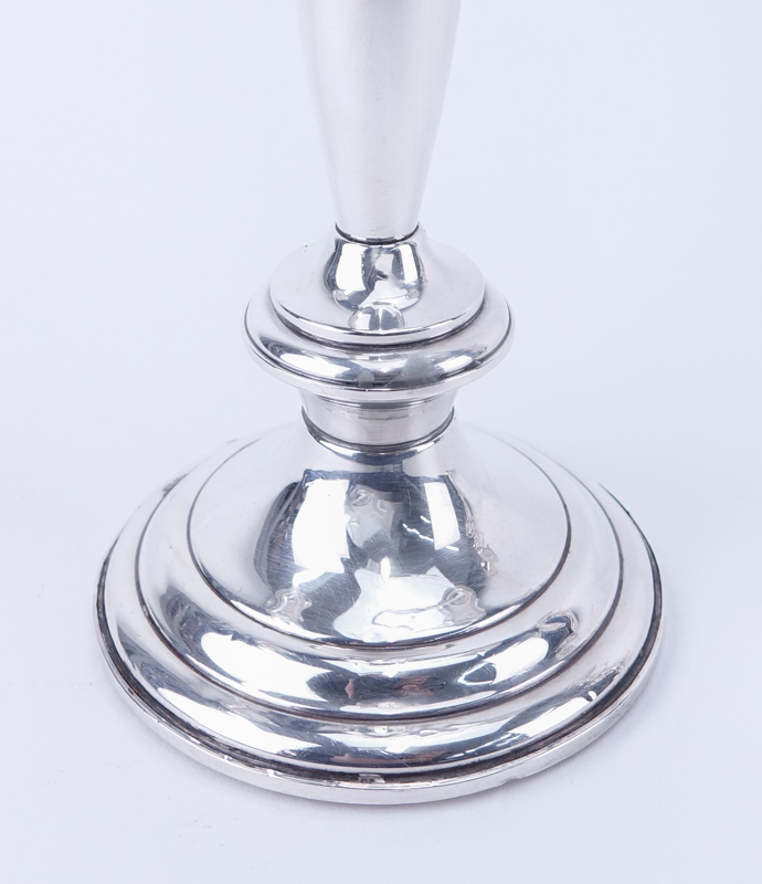 Pair Empire Weighted Sterling 3 Arm Candelabra.