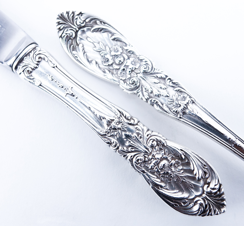 One Hundred Twenty One (121) Pieces International Richelieu Sterling Silver Flatware Set.