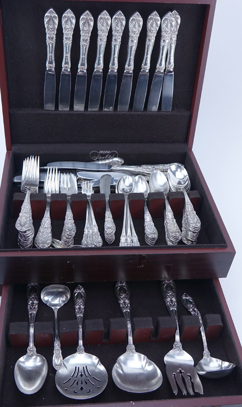 One Hundred Twenty One (121) Pieces International Richelieu Sterling Silver Flatware Set.