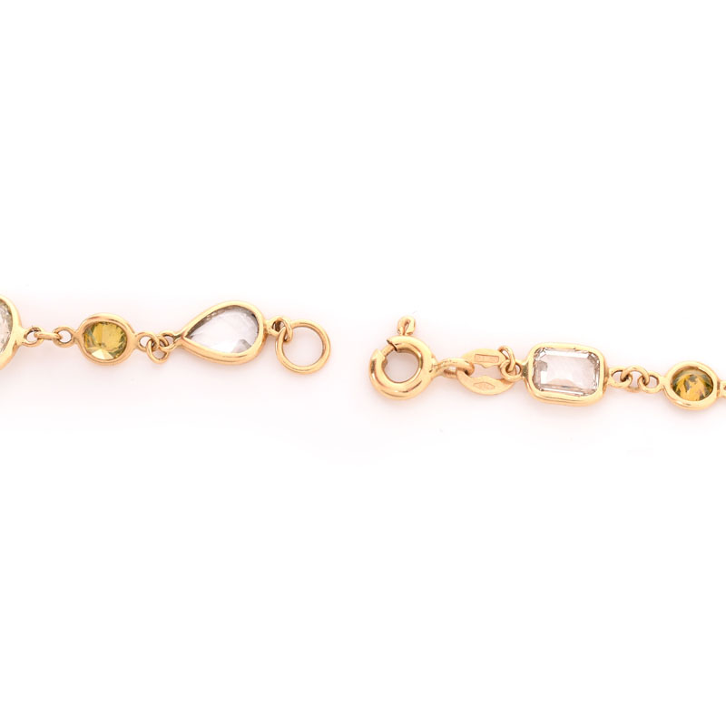 Approx. 31.02 Carat Multi-Cut Multi-Color and White Diamond and 18 Karat Yellow Gold Necklace.
