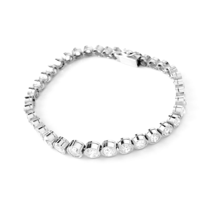 Approx. 13.0 Carat Thirty-Seven (37) Round Brilliant Cut Diamond and Platinum Line Bracelet. Unsigned.