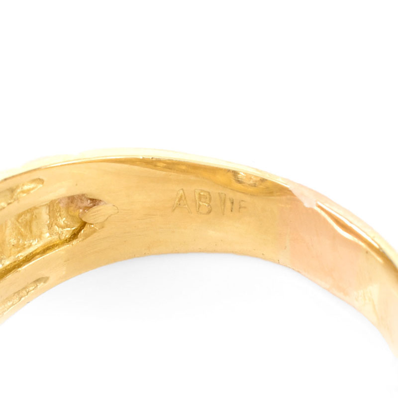 Man's Vintage Approx. 2.93 Carat Round Brilliant Cut Diamond and 14 Karat Yellow Gold Ring.