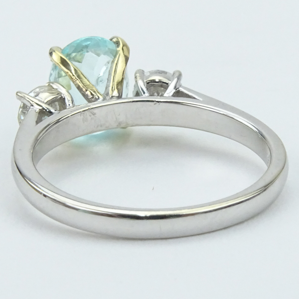 GIA Certified 1.73 Carat Oval Cut Light Greenish Blue Paraiba Tourmaline, 