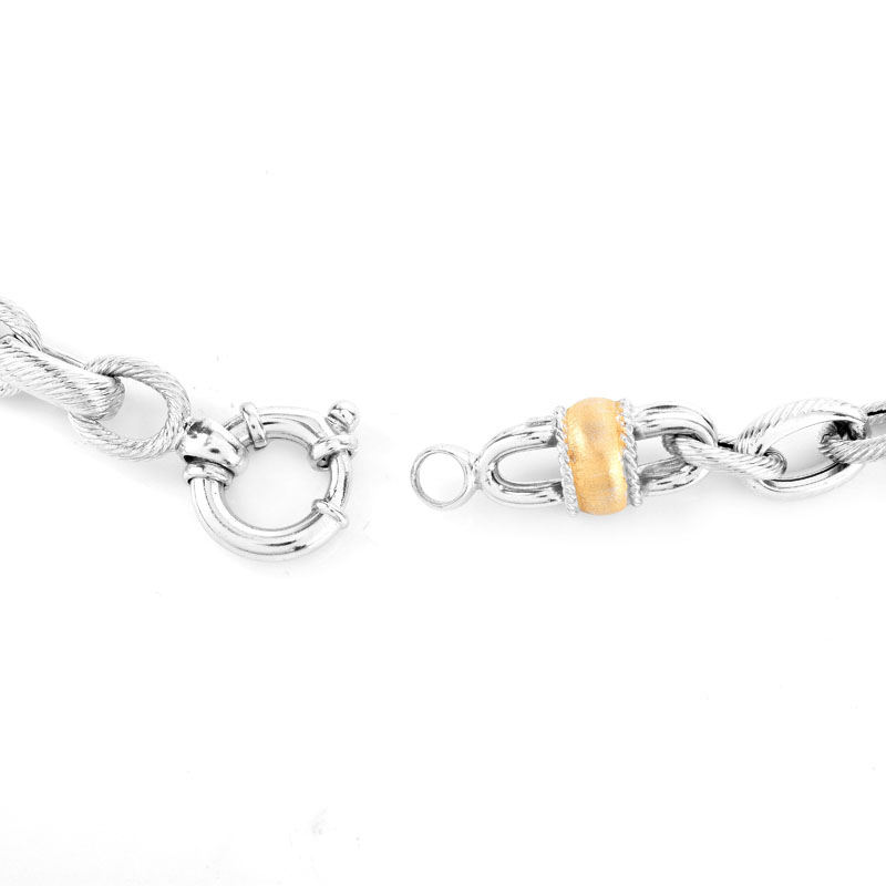 Italian 18 Karat White and Yellow Gold Long Necklace.