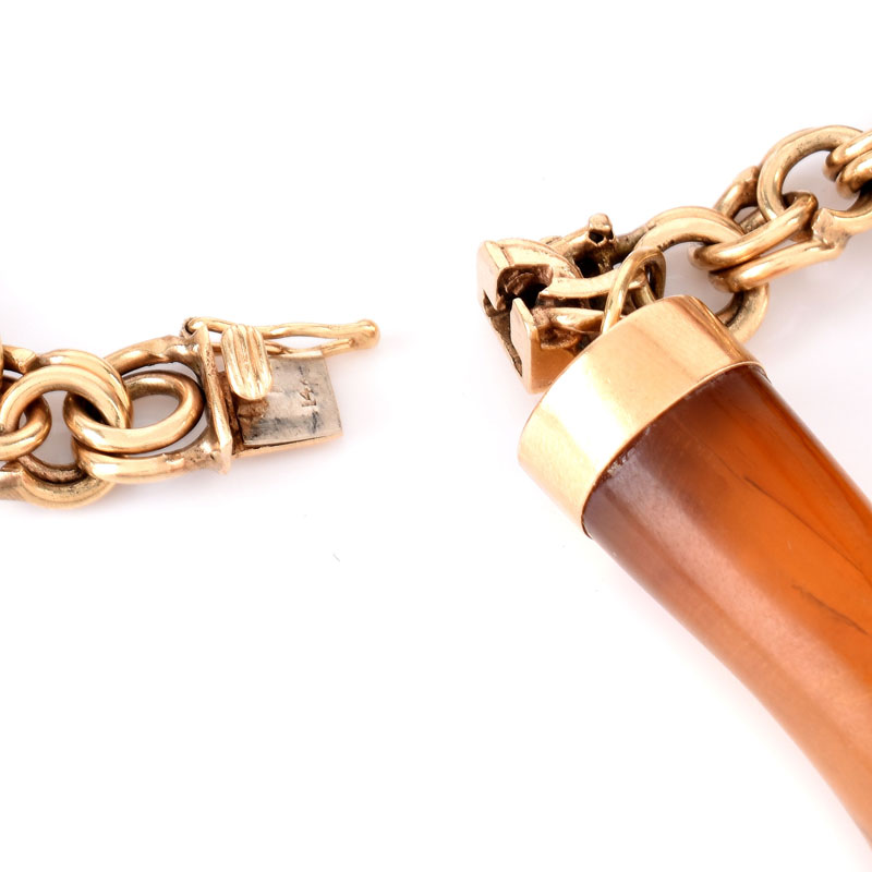 Vintage 14 Karat Yellow Gold Charm Bracelet with Ten (10) Large Antique and Vintage Charms Including Watch Fobs and Pendants.