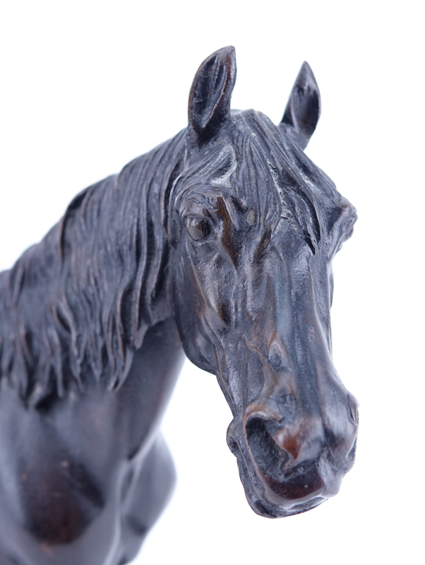 Pierre Jules Mene, French (1810 - 1879) "Ibrahim Arabian Horse" Bronze Sculpture. Signed. Rubbing to patina. 