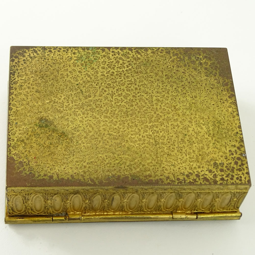 Vintage Continental Gilt and Enamel Bronze Box. Wood lined interior. Unsigned. Light wear or in good condition.