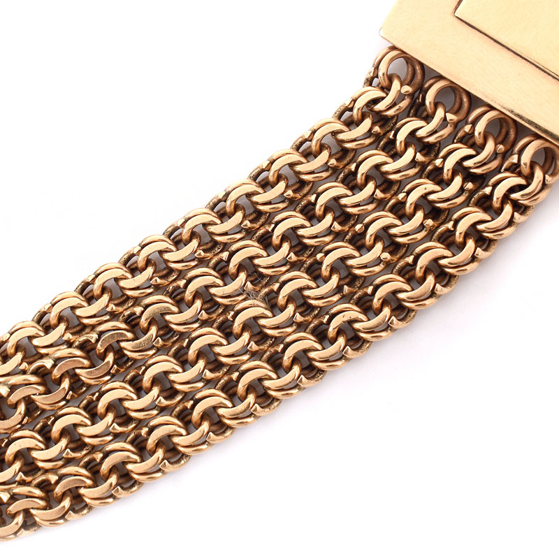 Two (2) Vintage Heavy 14 Karat Yellow Gold Multi-strand Link Bracelets. One stamped 14K. Good vintage condition.