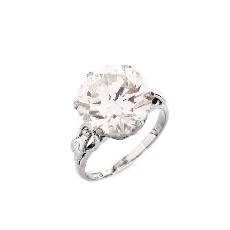 GIA Certified 9.44 Carat Round Brilliant Cut Diamond and 18 Karat White Gold Engagement Ring.