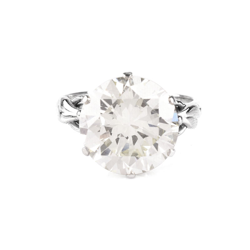 GIA Certified 9.44 Carat Round Brilliant Cut Diamond and 18 Karat White Gold Engagement Ring.