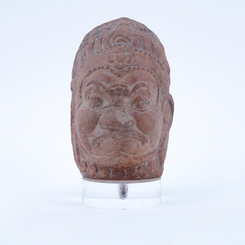 Ancient Chinese Terra Cotta Bust "Deity" Unsigned. Overall good condition with losses consistent to age. 