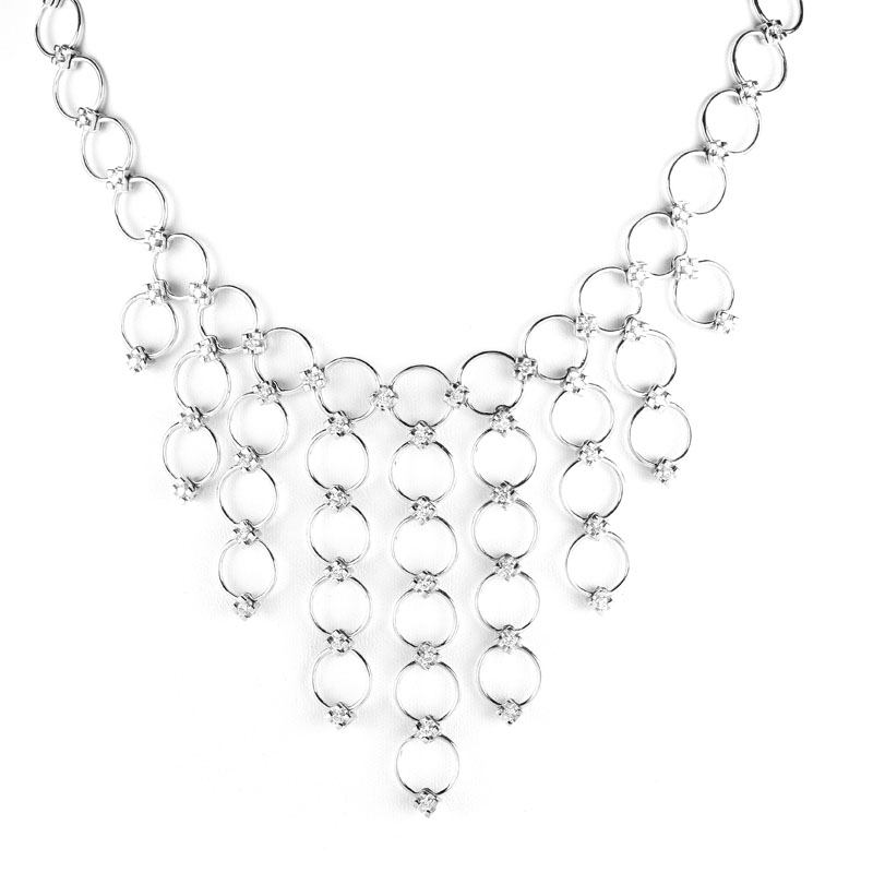 Contemporary Approx. 3.25 Carat Round Brilliant Cut Diamond and 18 Karat White Gold Necklace.