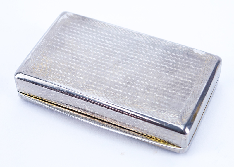 Mid 19th Century Chased Silver Miniature Box. Inscribed date 1865. Good condition.