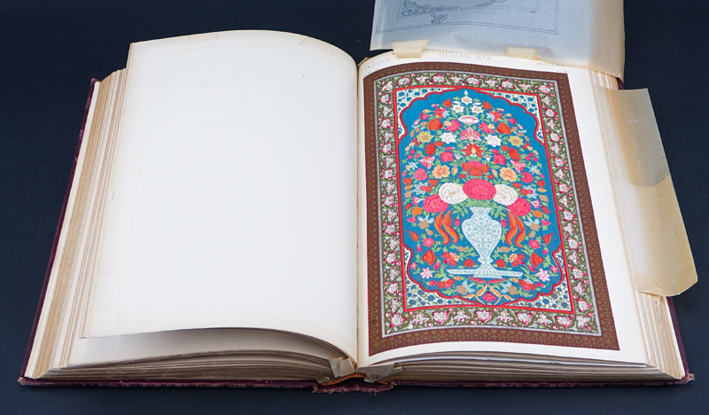 Owen Jones, British (1809–1874) Book with color plates "The Grammar of Ornament" 1910. Hardcover, gilt edges.