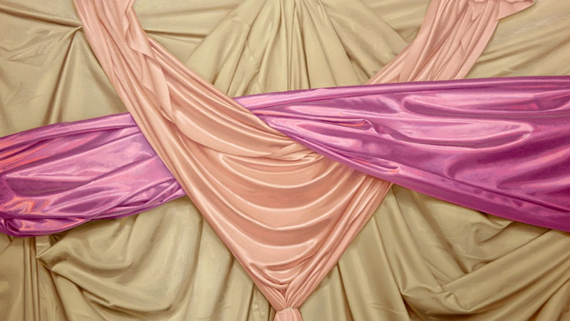 Tony Chimento, American (b. 1973) Oil on canvas "Pink Drapes". Signed lower right. Good condition.