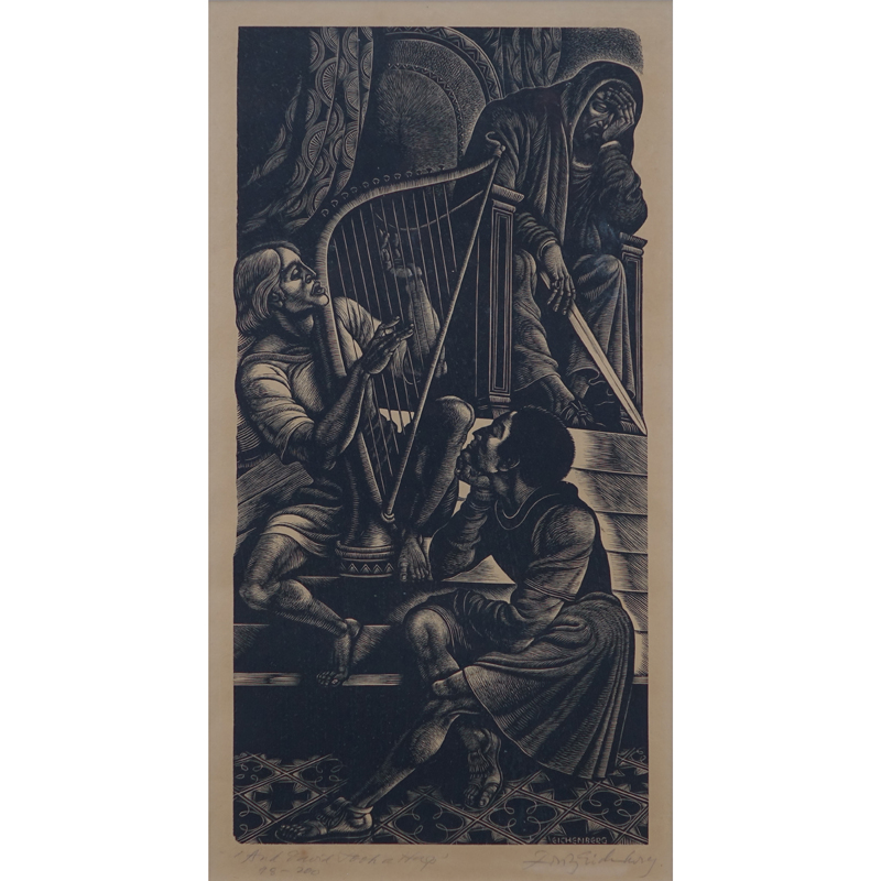 Fritz Eichenberg, German (1901-1990) Wood engraving "And David Took A Harp". Signed, titled and numbered 98/200.