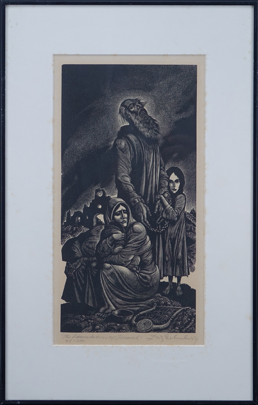 Fritz Eichenberg, German (1901-1990) Wood engraving "The Lamentations of Jeremiah". Signed, titled and numbered 98/200.