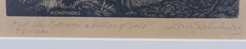 Fritz Eichenberg, German (1901-1990) Wood engraving "And She Became A Pillar Of Salt". Signed, titled and numbered 98/200.