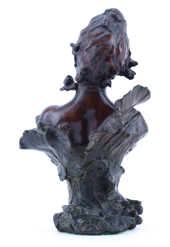 After: Alfred Jean Foretay, Swiss/French (1861 - 1944) Patinated French Metal Sculpture "Fraises au Champagne" Signed and  Foundry Mark on Obverse Side.