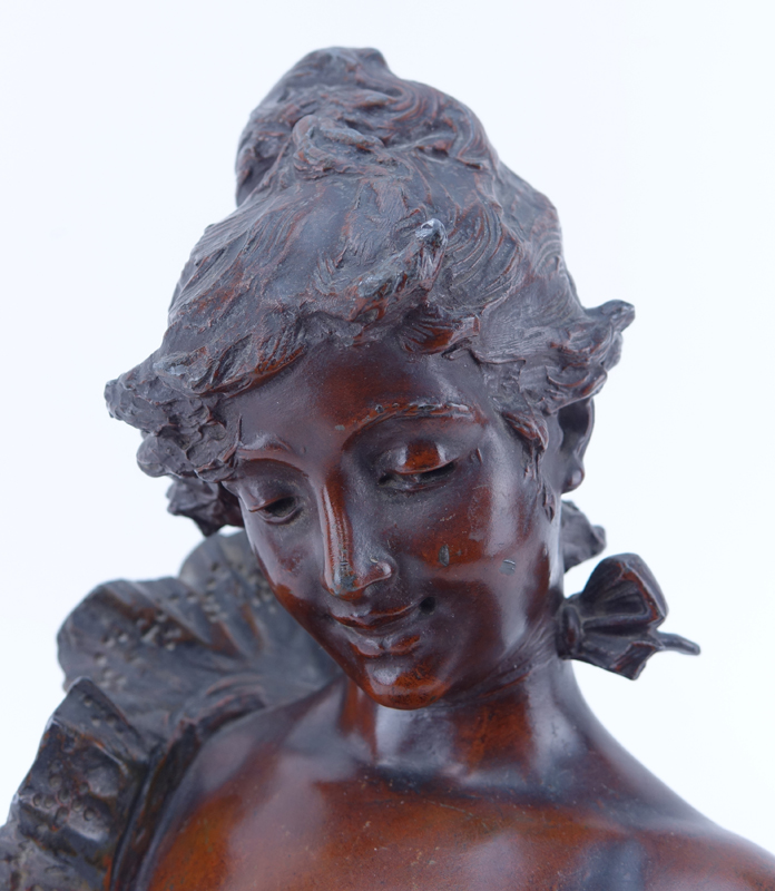 After: Alfred Jean Foretay, Swiss/French (1861 - 1944) Patinated French Metal Sculpture "Fraises au Champagne" Signed and  Foundry Mark on Obverse Side.