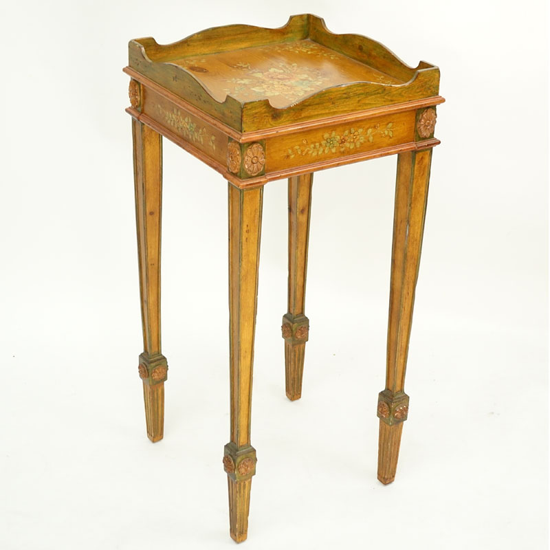 Vintage Sarreid LTD., Edwardian Style Pine Side Table. Sarreid LTD tag affixed on underside.