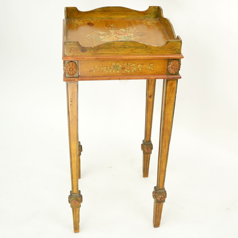 Vintage Sarreid LTD., Edwardian Style Pine Side Table. Sarreid LTD tag affixed on underside.