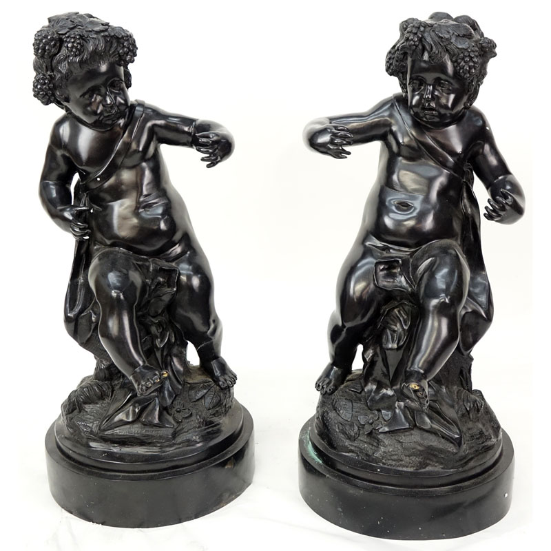 After: Michel Claude Clodion, French (1738 - 1814) Pair of  Bacchus Putti Bronze Sculptures.