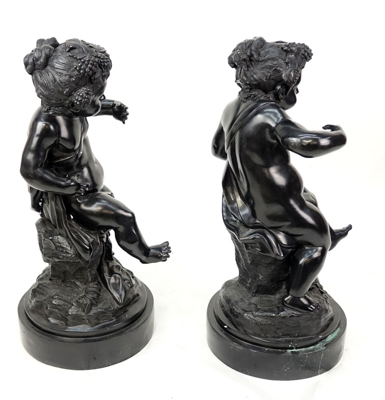 After: Michel Claude Clodion, French (1738 - 1814) Pair of  Bacchus Putti Bronze Sculptures.