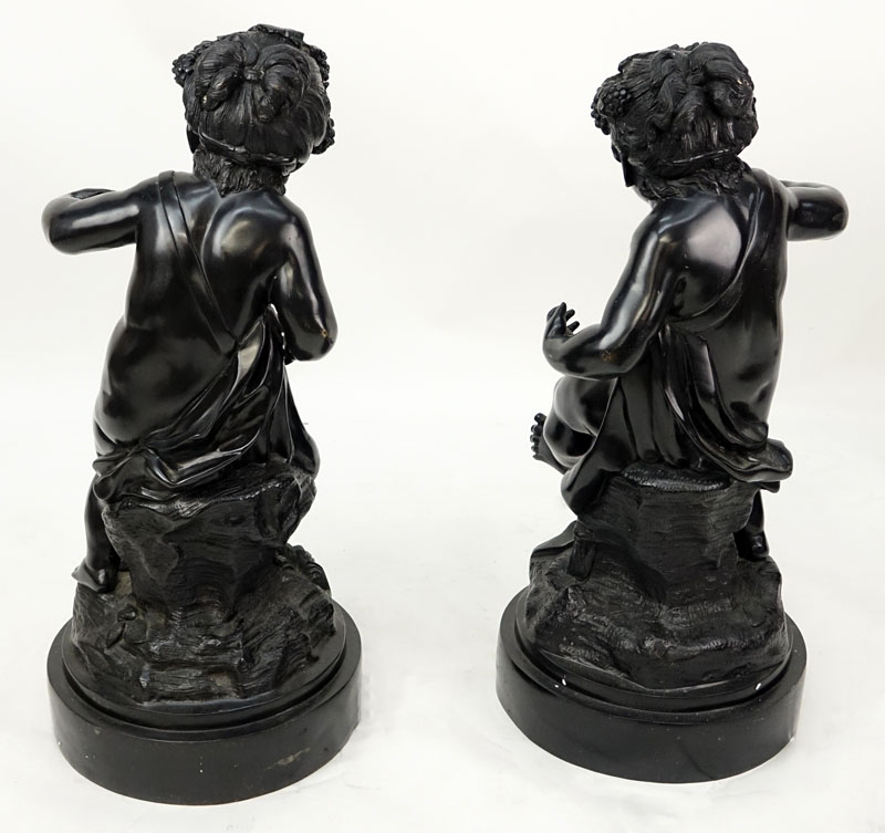 After: Michel Claude Clodion, French (1738 - 1814) Pair of  Bacchus Putti Bronze Sculptures.