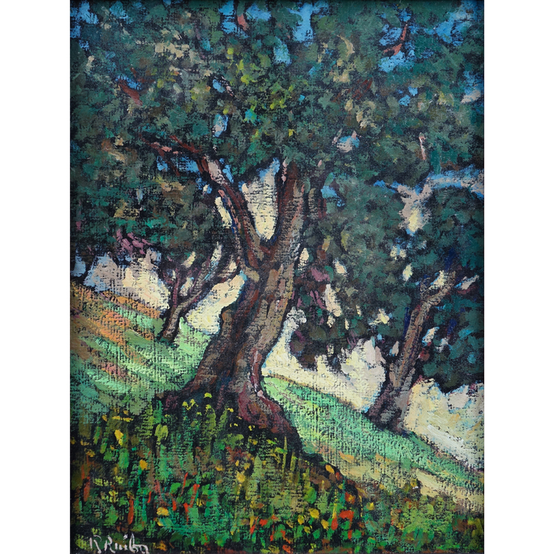 Early 20th Century European School Oil On Canvas "Study Of Trees". Signed lower left Ruib__? Good condition. 