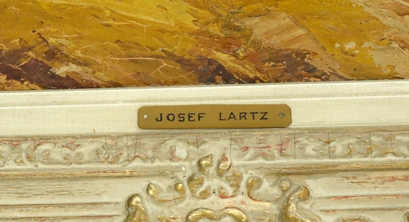 Josef Lartz (19th/20th C.) Oil on Canvas, Landscape Scene with Cottage, Signed Lower Left.
