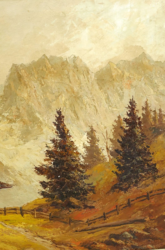 Josef Lartz (19th/20th C.) Oil on Canvas, Landscape Scene with Cottage, Signed Lower Left.