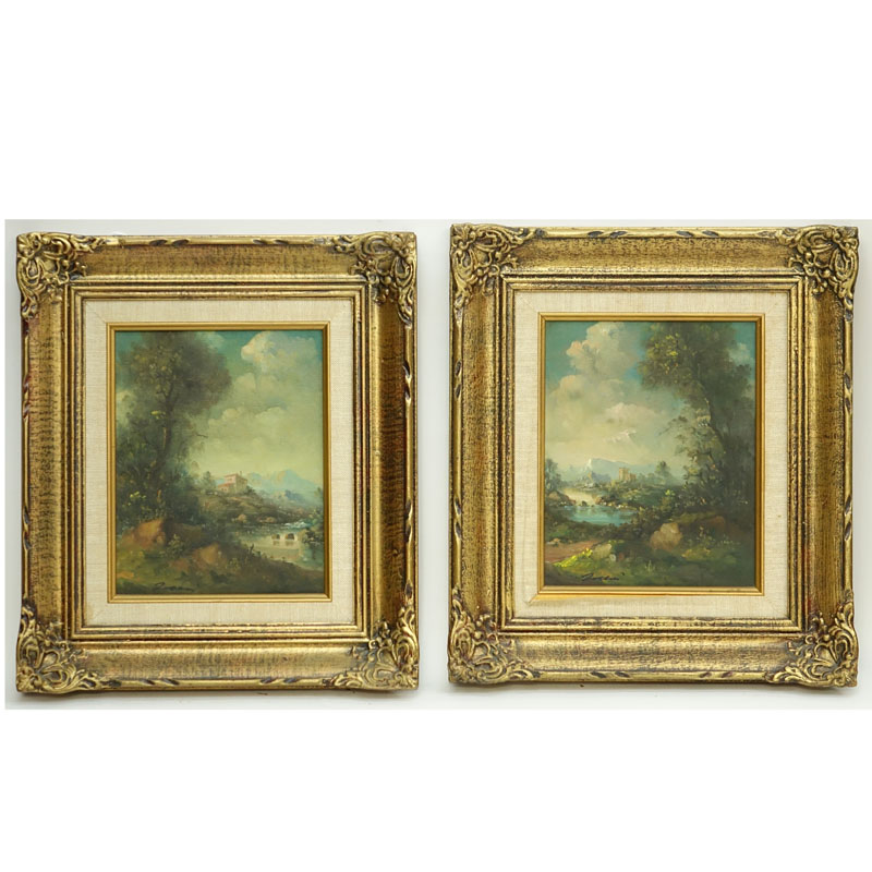 Pair of 20th Century Oil on Canvas, Landscape Scenes, Signed Lower Left. Good condition. 