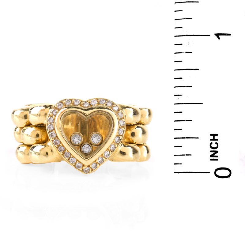 Chopard style Diamond and 18 Karat Yellow Gold Happy Diamond Flexible Link Ring. Unsigned.