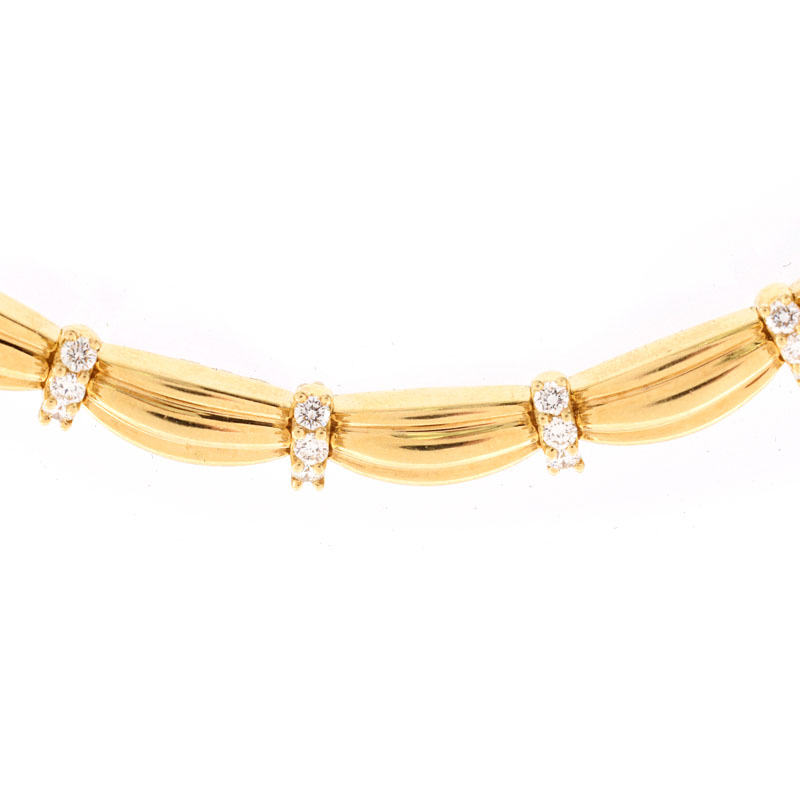 Tiffany & Co Round Brilliant Cut Diamond and 18 Karat Yellow Gold Necklace and Bracelet Suite.