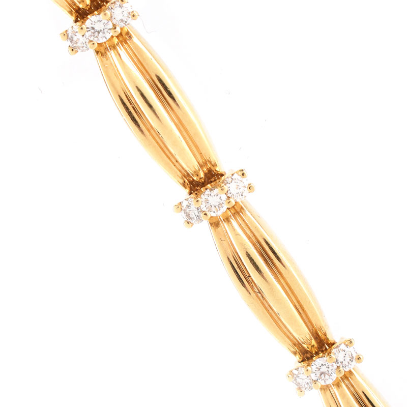 Tiffany & Co Round Brilliant Cut Diamond and 18 Karat Yellow Gold Necklace and Bracelet Suite.