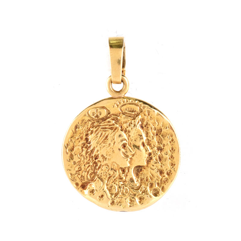 Vintage Salvador Dali 18 Karat Yellow Gold Pendant. Signed, stamped 18K. Very good condition.