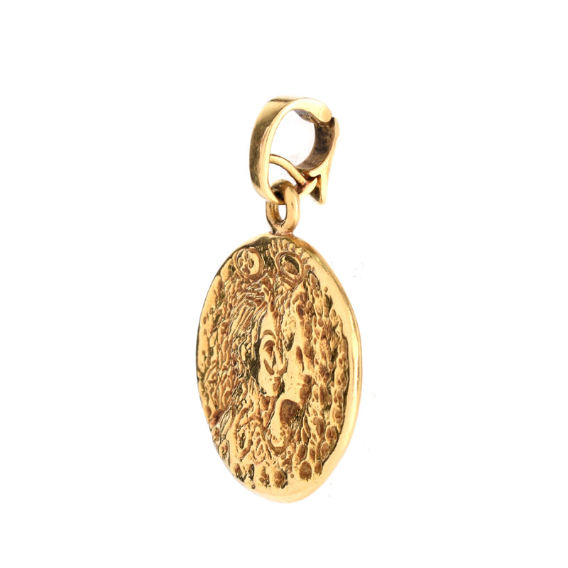 Vintage Salvador Dali 18 Karat Yellow Gold Pendant. Signed, stamped 18K. Very good condition.