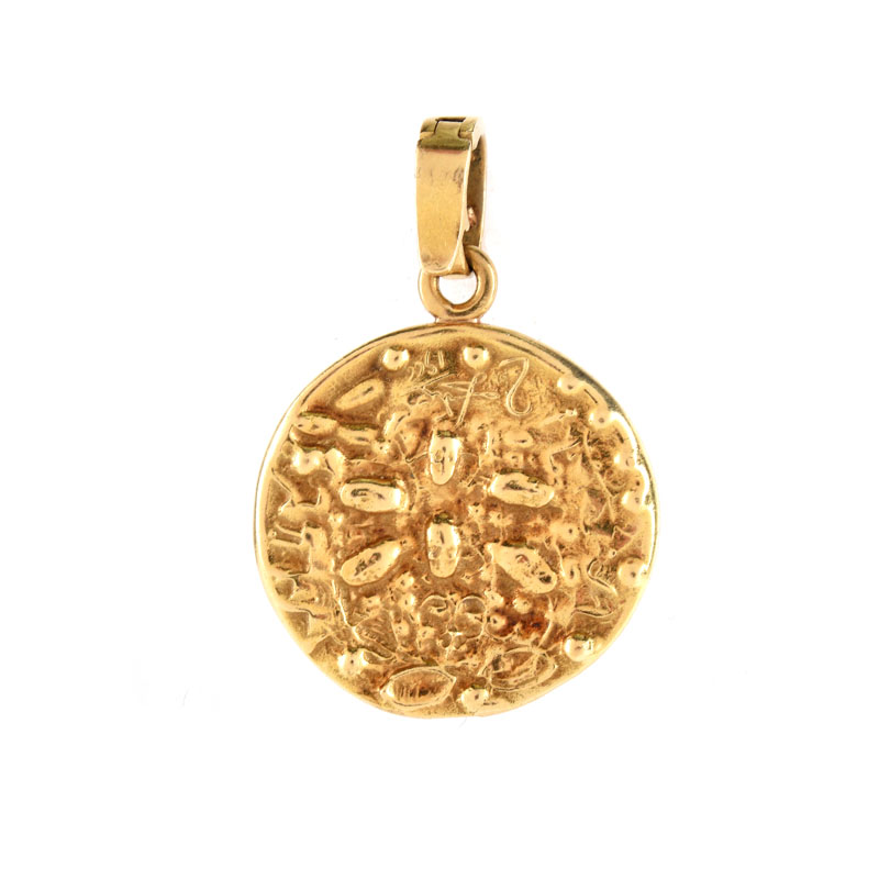 Vintage Salvador Dali 18 Karat Yellow Gold Pendant. Signed, stamped 18K. Very good condition.